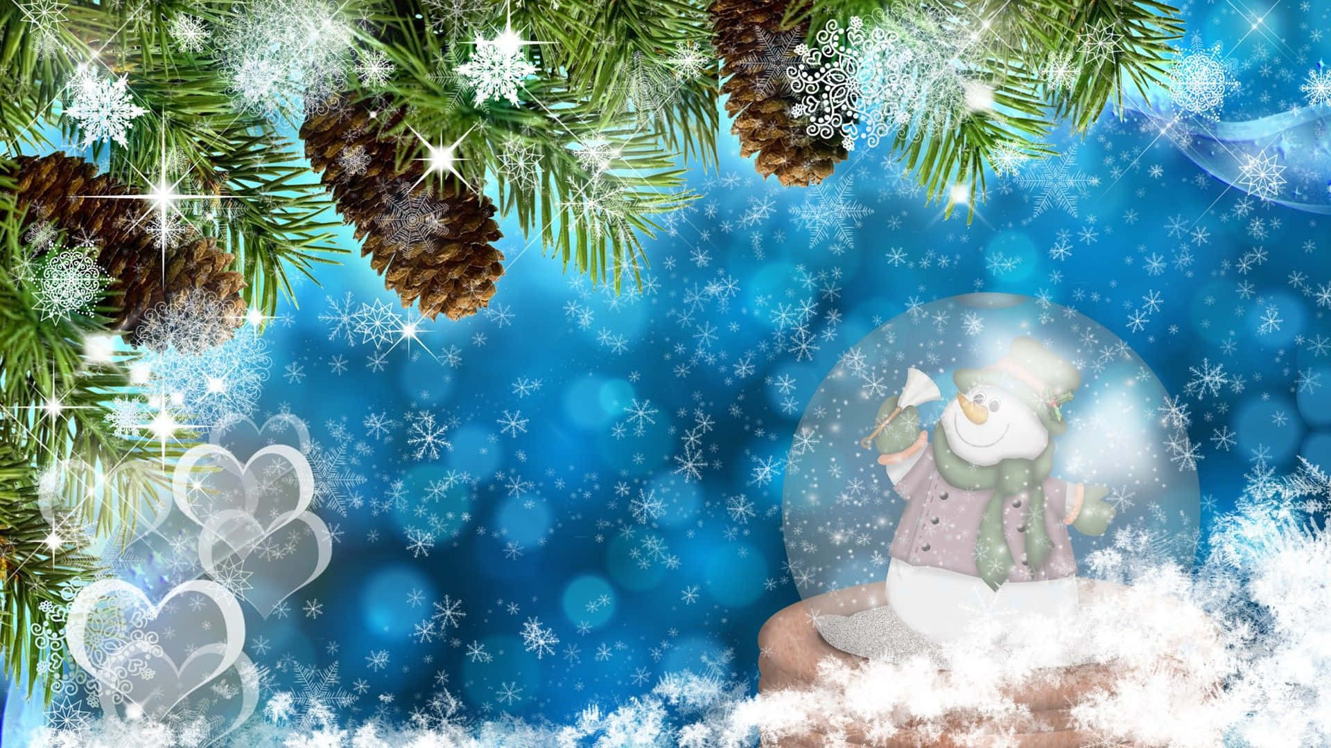 Winter Holiday, snow globe, snowman, Full HD Desktop Wallpaper