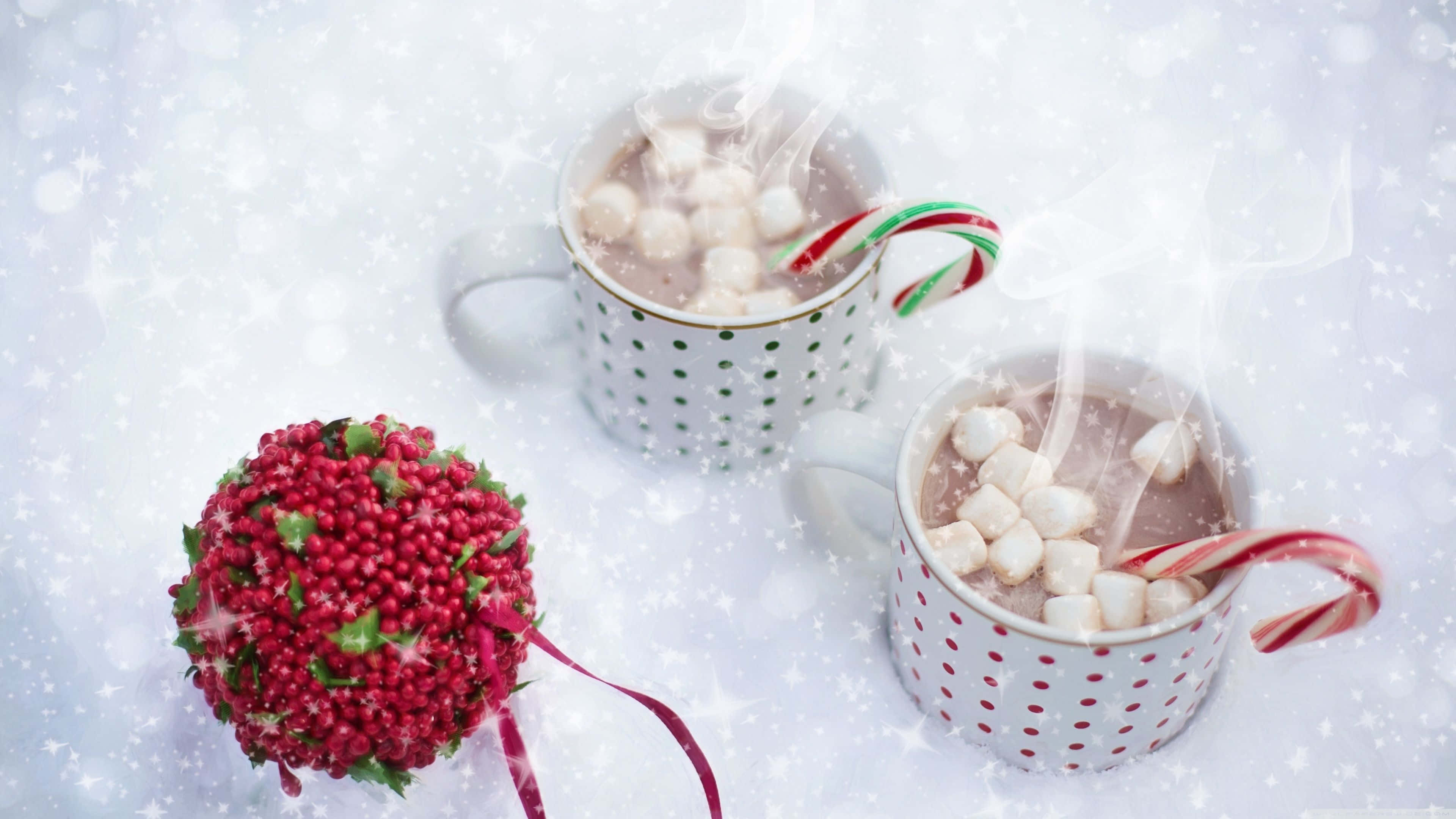 hot chocolate, marshmallows, candy canes, 4K Desktop Wallpaper