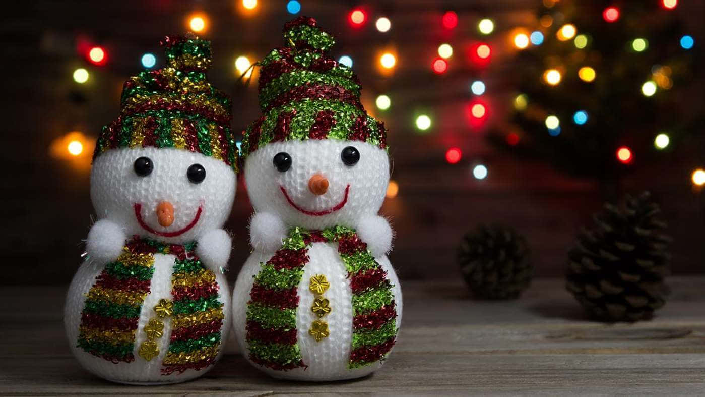 Winter Holiday, knitted snowmen, glittery hats, HD Desktop Wallpaper