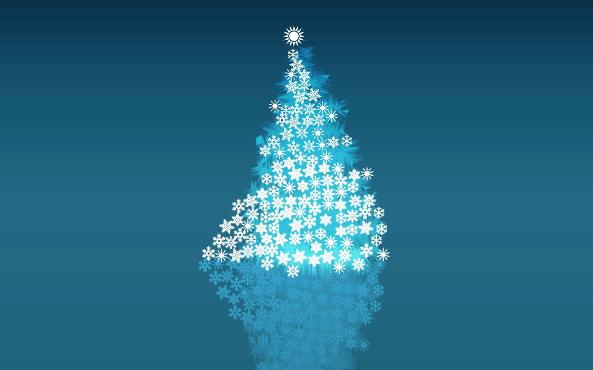 Winter Holiday, Christmas tree, glowing white snowflakes, Full HD Desktop Wallpaper