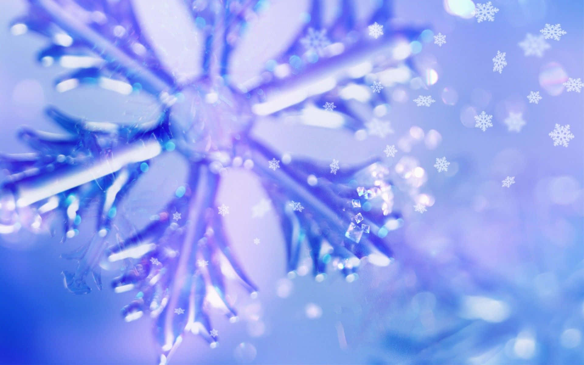 glowing blue snowflake, bokeh lights, floating snowflakes, Full HD Desktop Wallpaper