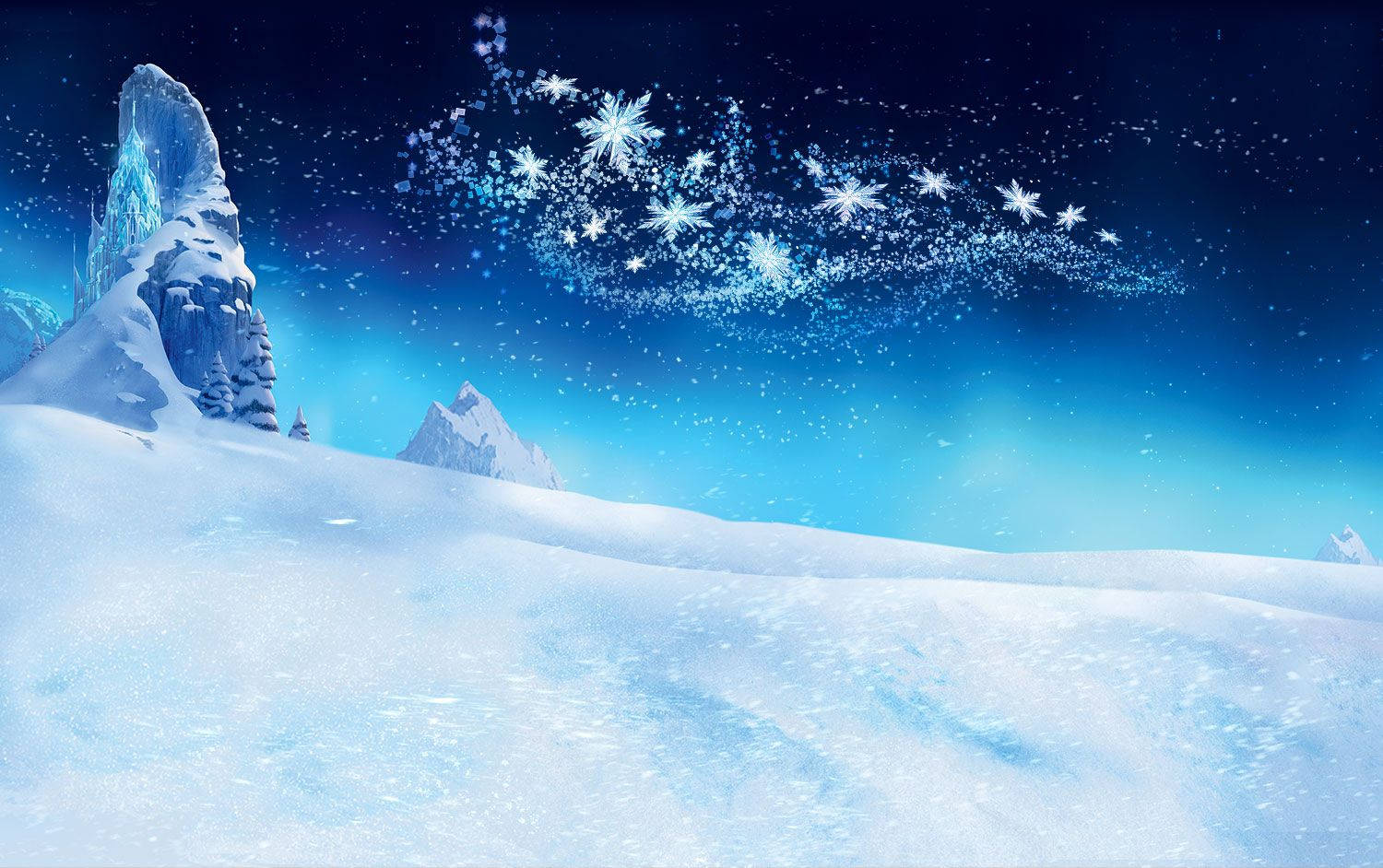 frozen castle, winter, snow-covered mountains, HD Desktop Wallpaper