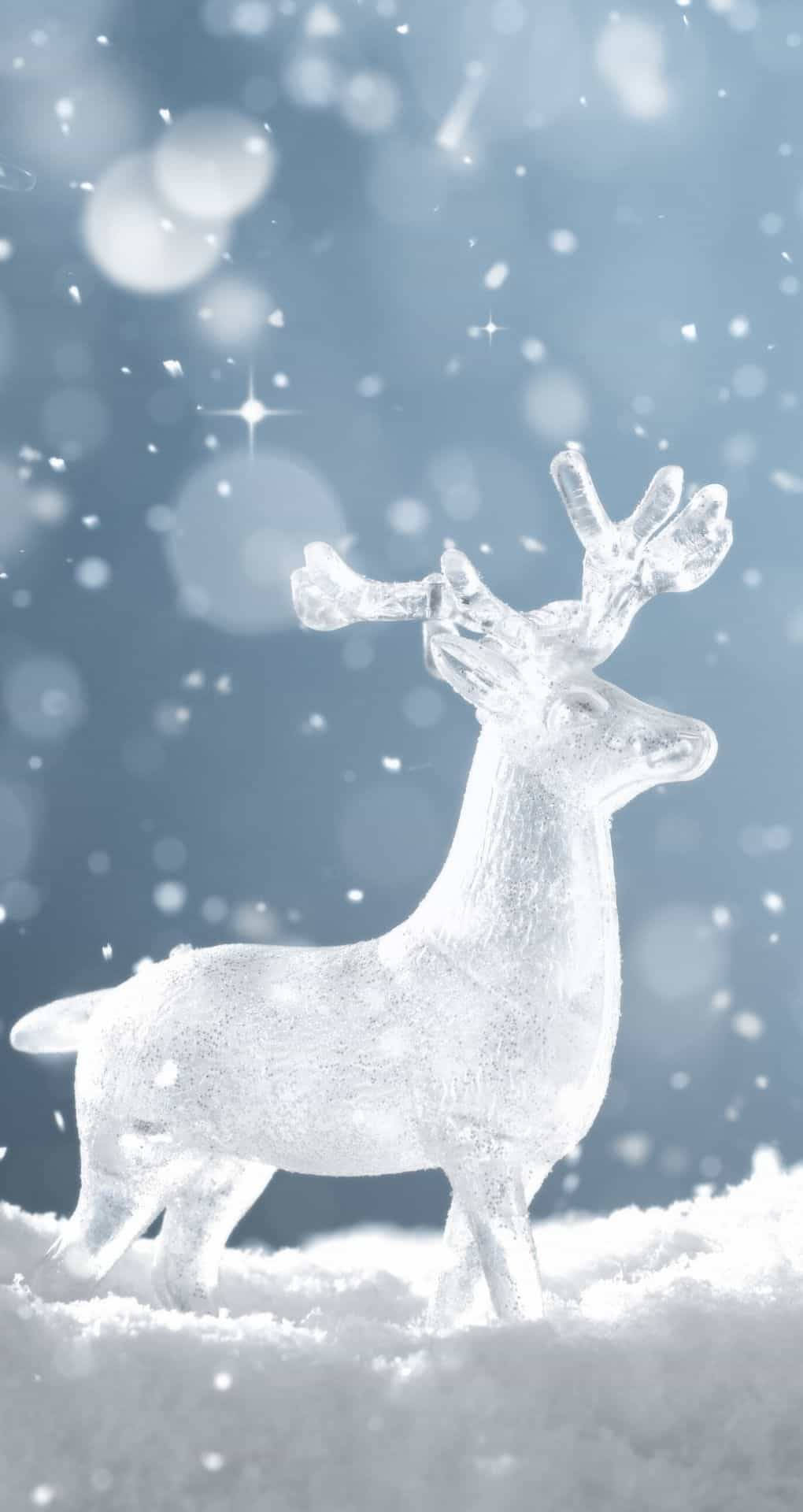 white deer, winter iphone, translucent ice reindeer, Full HD Phone Wallpaper