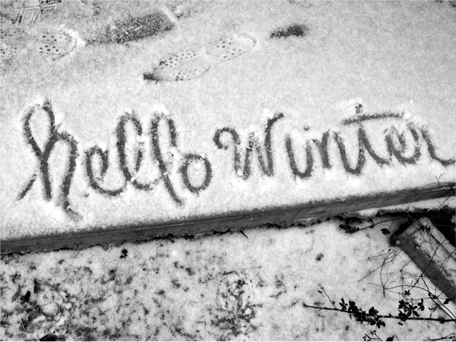 Hello Winter, snow, footprints, HD Desktop Wallpaper