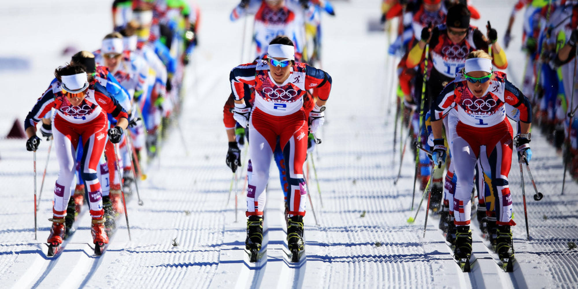 Winter Olympics, ski racing, red white and blue uniforms, Full HD Desktop Wallpaper