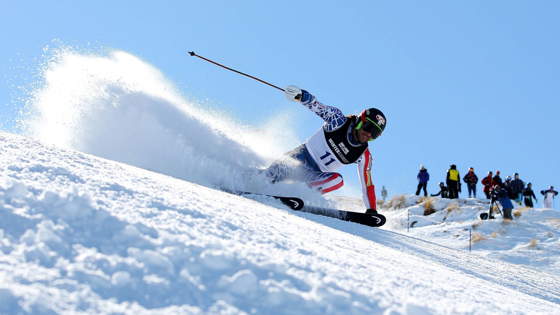 Winter Olympics, ski racer, snowy slope, Full HD Desktop Wallpaper