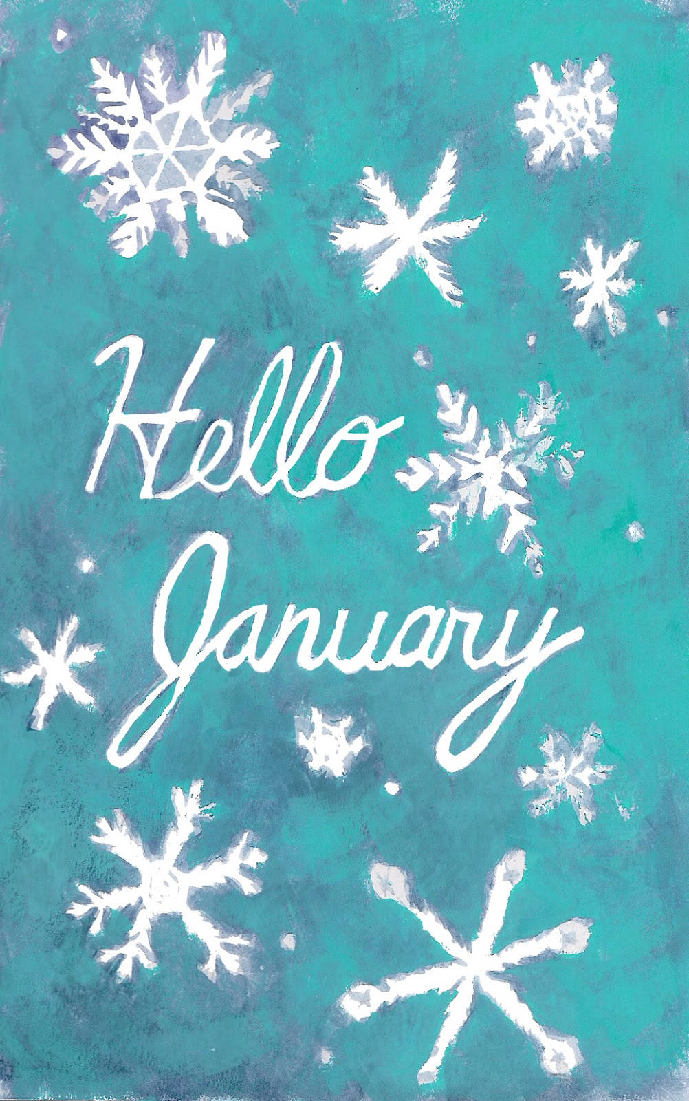 Hello January, snowflakes, teal, HD Phone Wallpaper