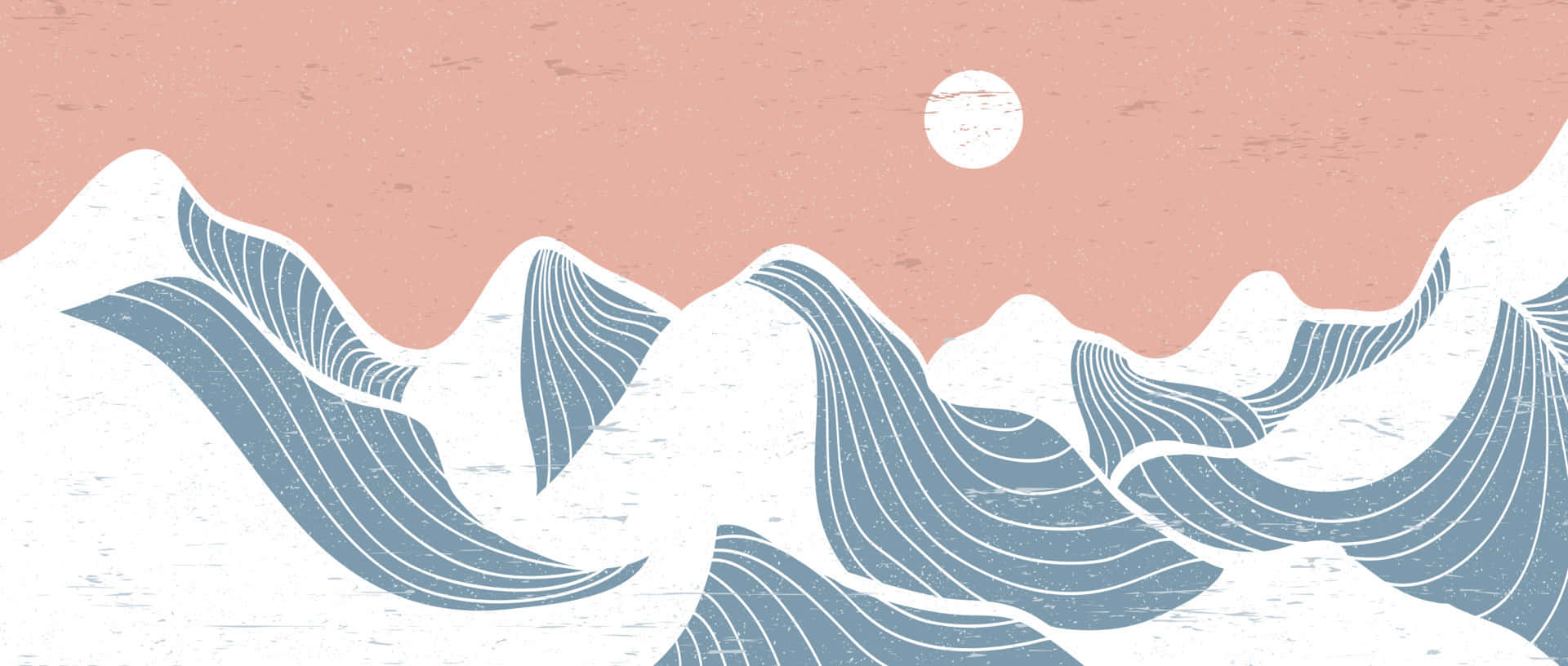minimalist winter waves, blue wave patterns, white sun, Full HD Desktop Wallpaper