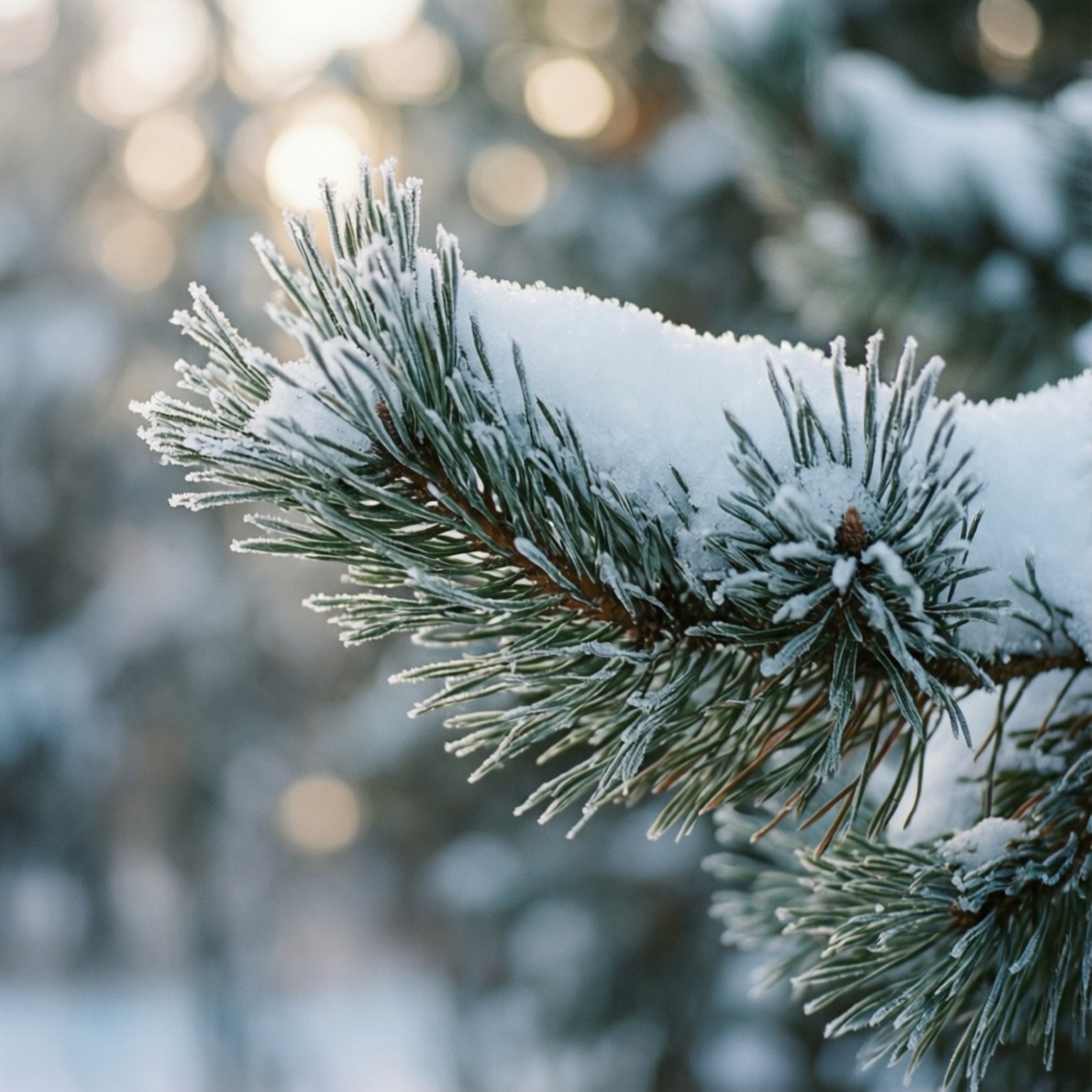 frosted pine branch, pine needles, frost, HD Desktop Wallpaper