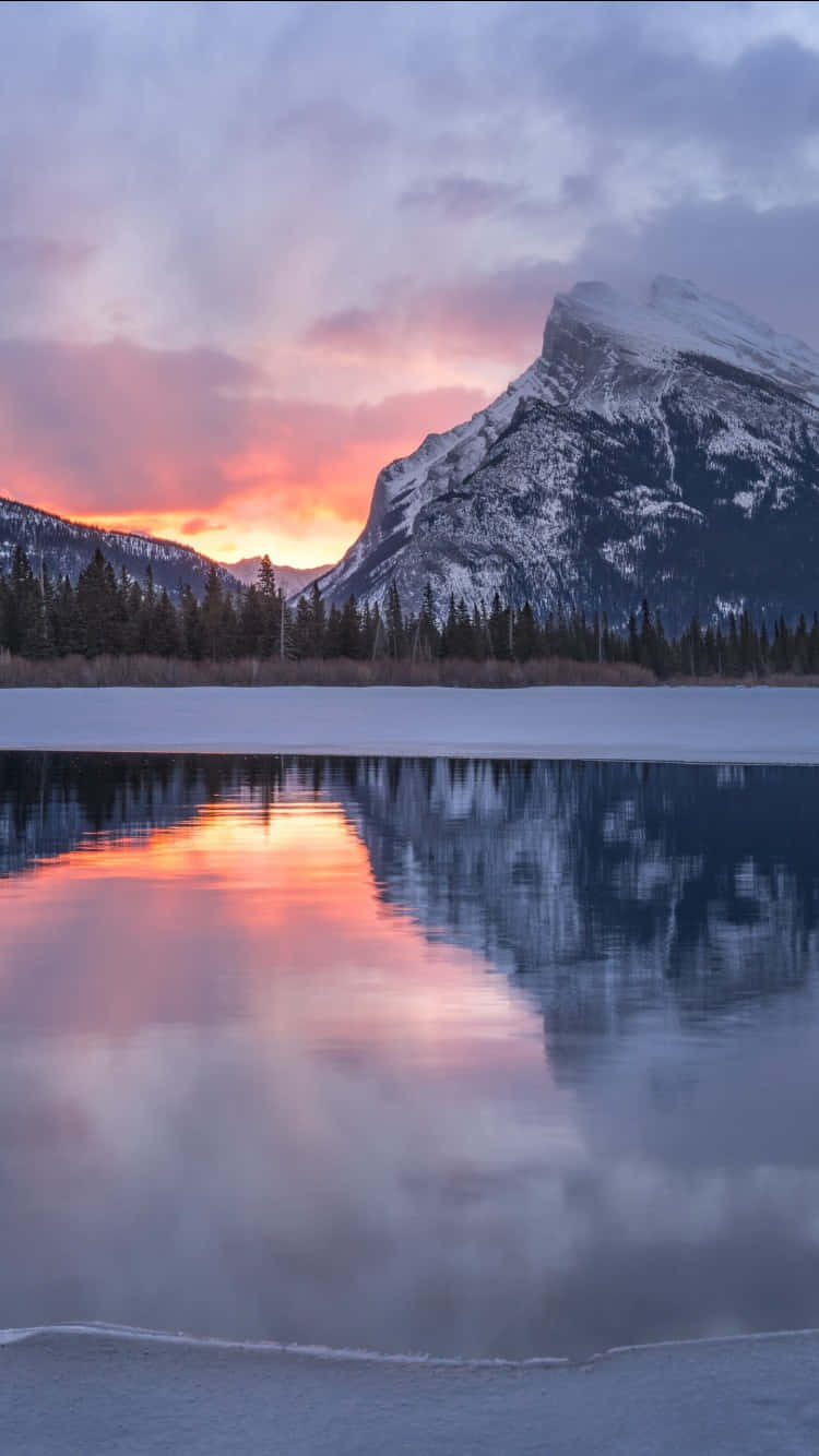 winter, sunset, reflection, HD Phone Wallpaper