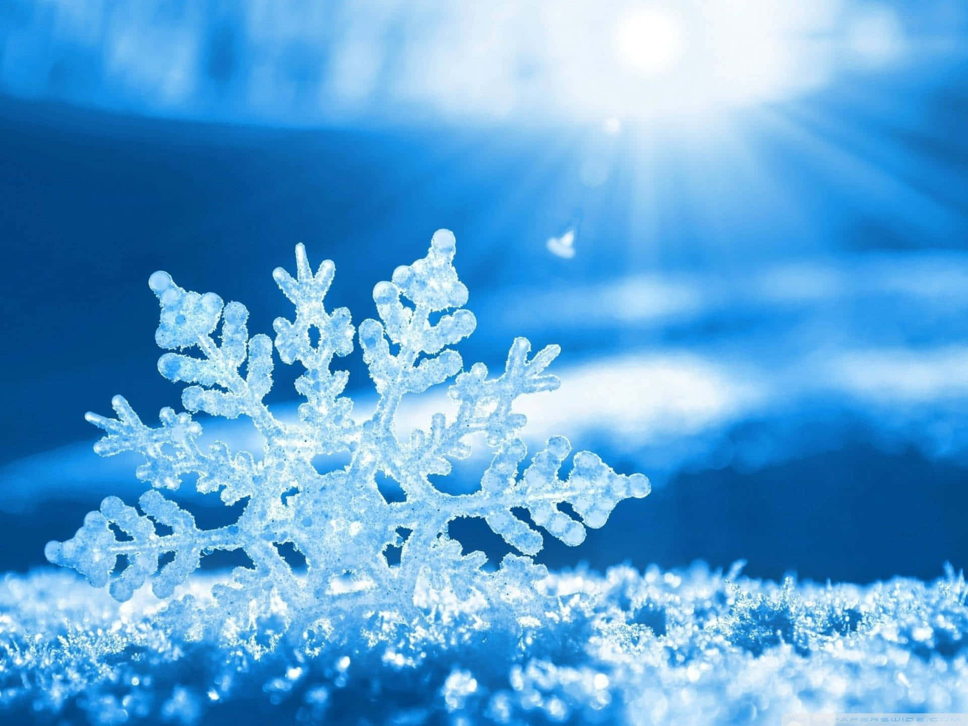 winter snow desktop, snowflake, radiant blue winter sky, Full HD Desktop Wallpaper