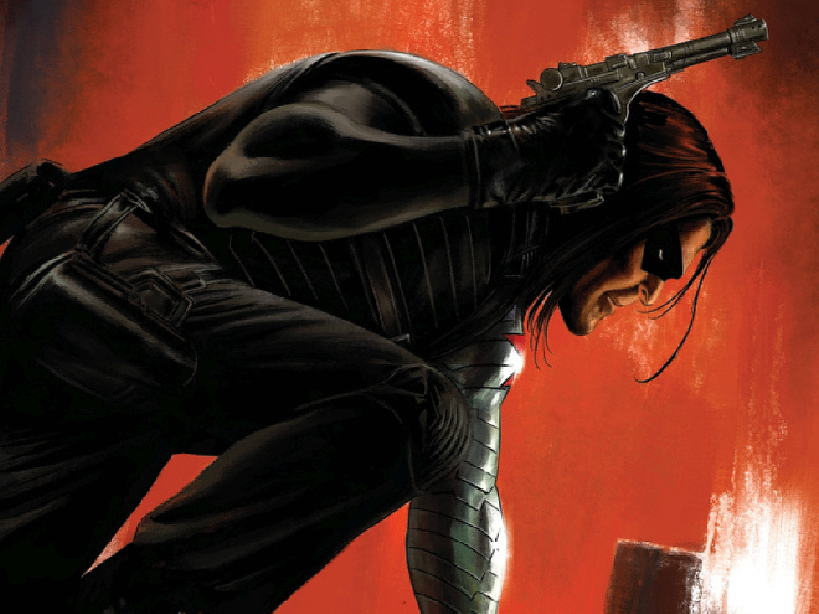 Winter Soldier, black tactical gear, pistol, 2K Desktop Wallpaper