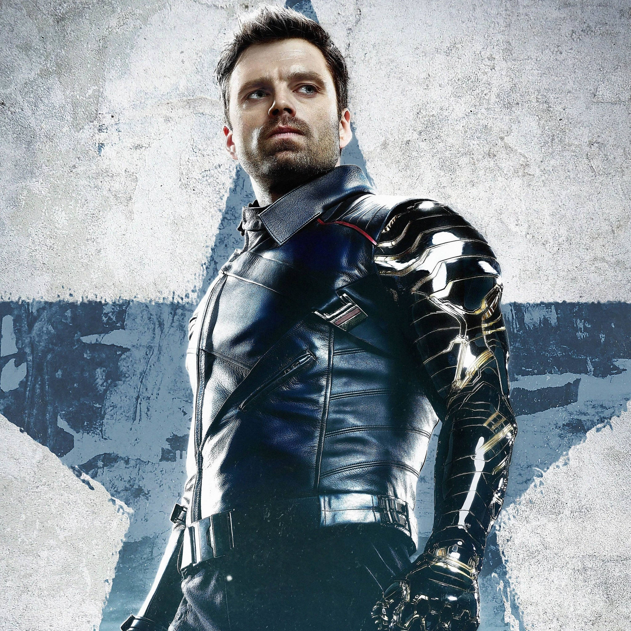 Winter Soldier, black armored suit, weathered concrete wall, Full HD Desktop Wallpaper