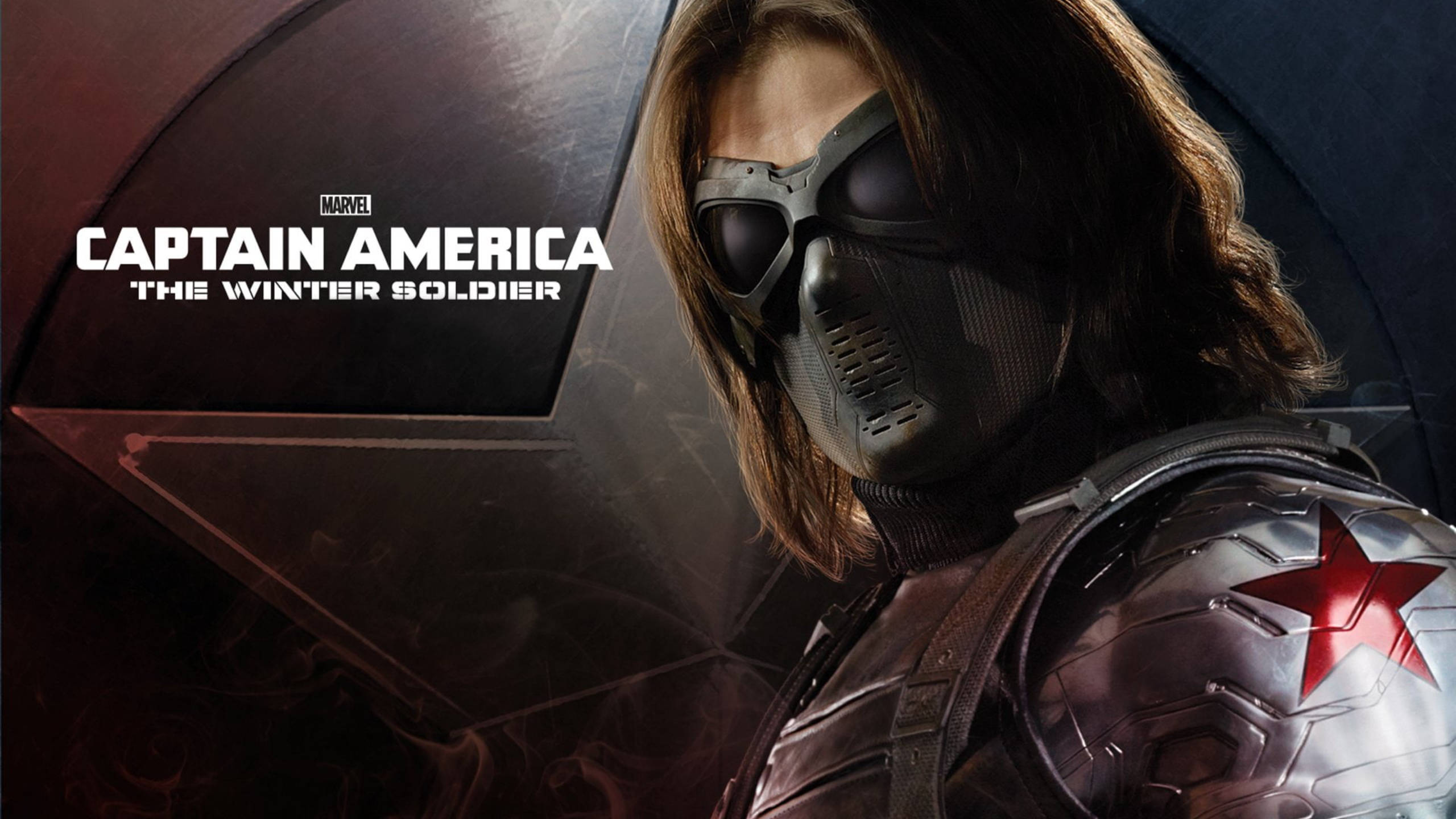 Winter Soldier, metallic armor, red star emblem, 2K Desktop Wallpaper