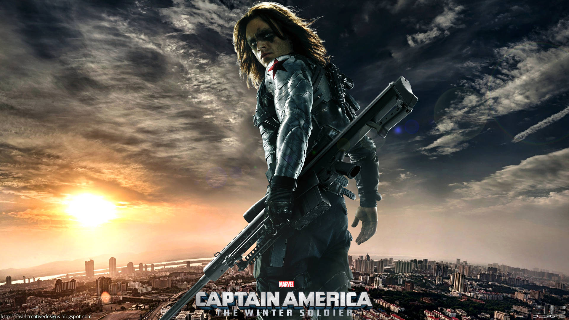 Winter Soldier, cityscape, sunset, Full HD Desktop Wallpaper