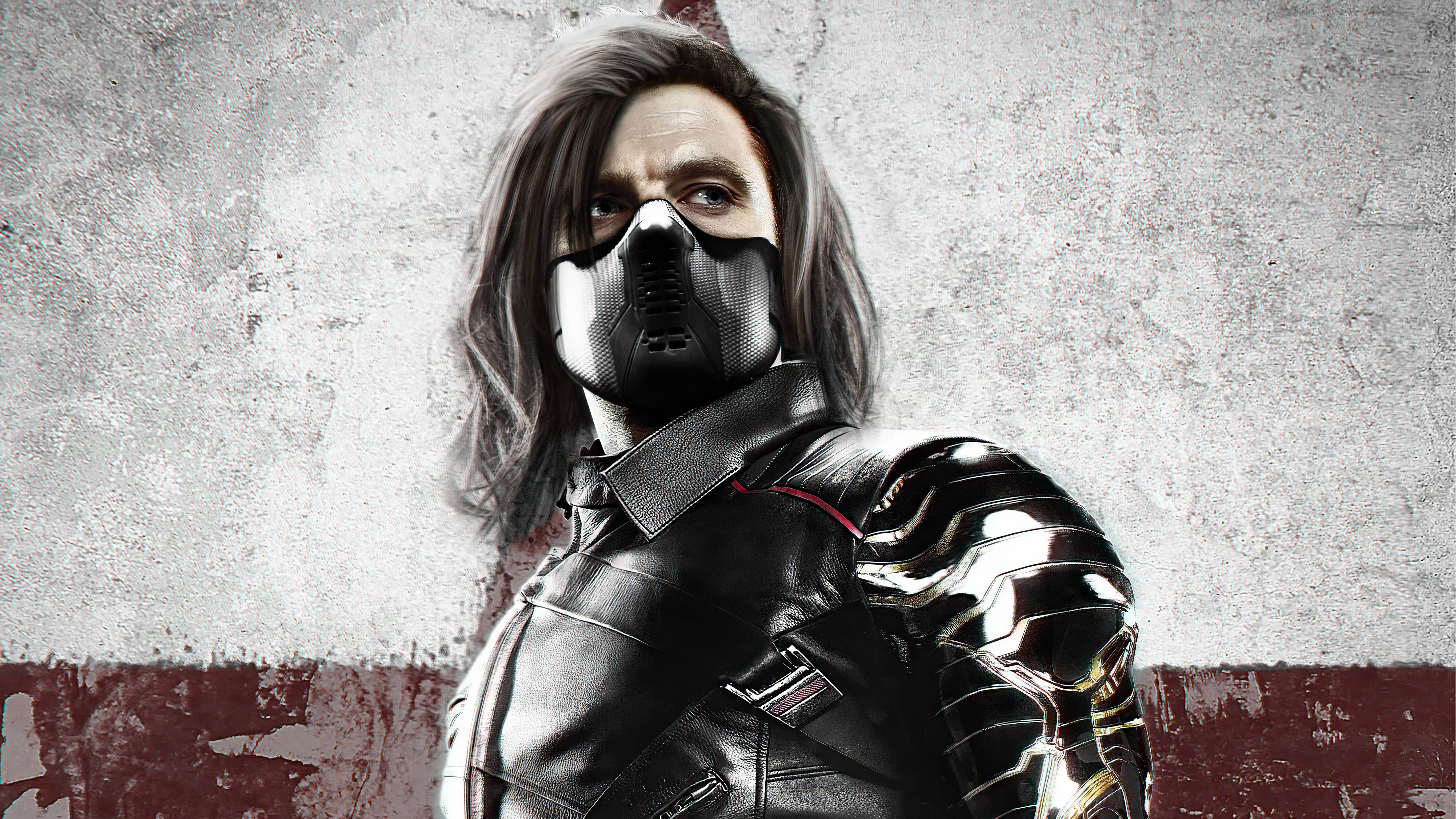 Winter Soldier, mask, long dark hair, 5K Desktop Wallpaper