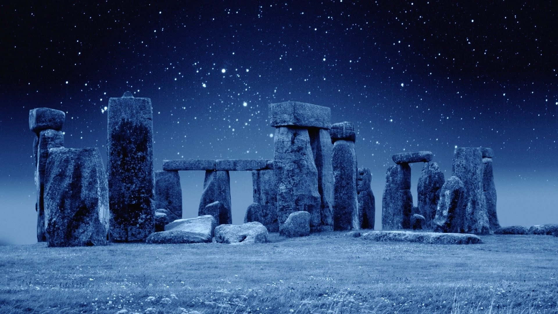 Winter Solstice, stone circle, starry night sky, Full HD Desktop Wallpaper