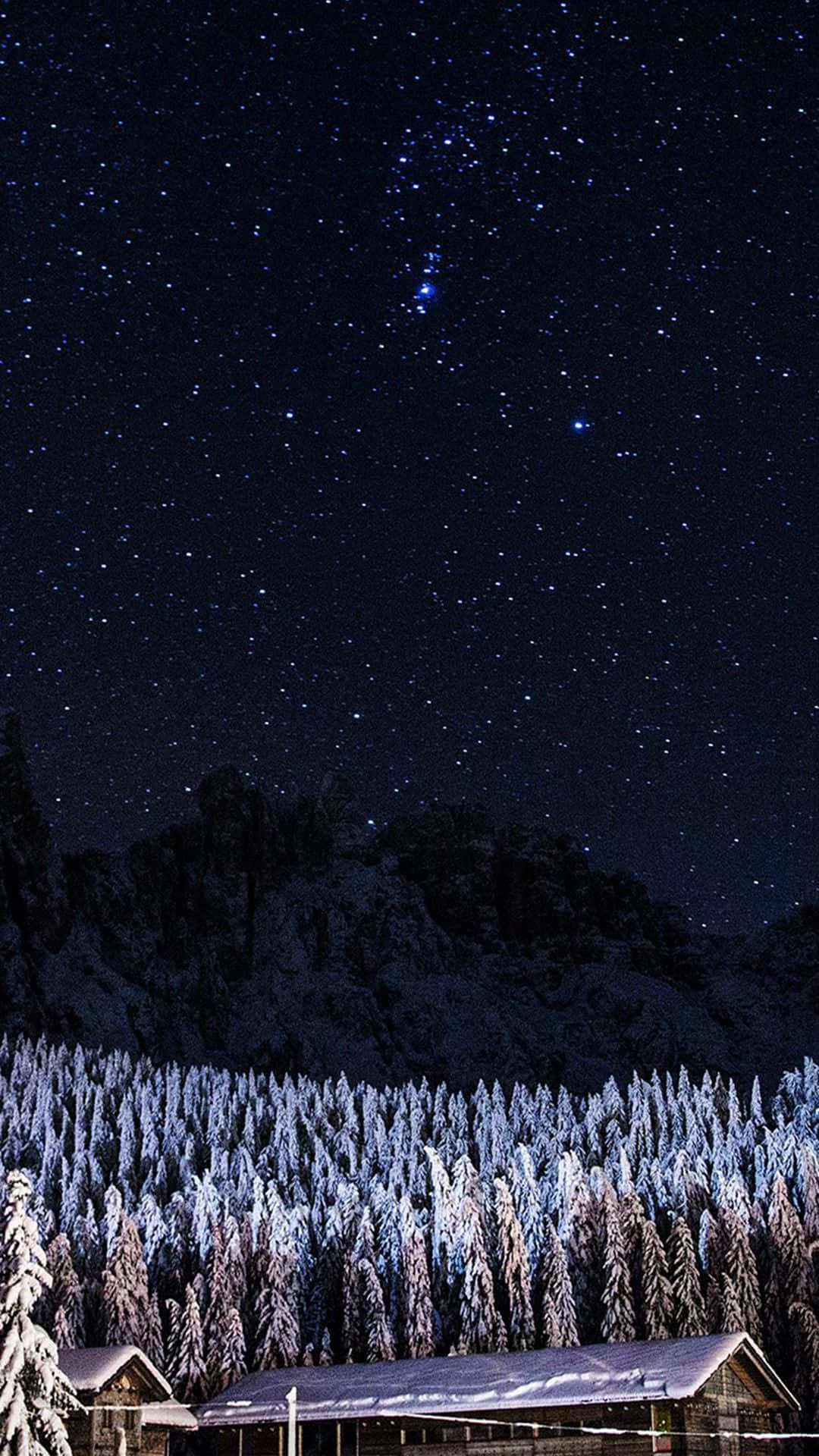 Winter Solstice, snow-covered cabin, frosted pines, Full HD Phone Wallpaper