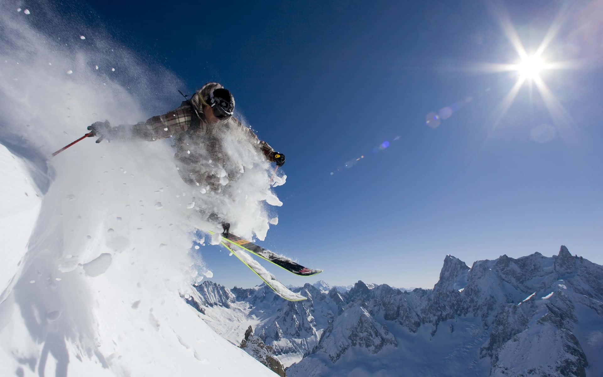 Winter Sports, skier, fresh powder, Full HD Desktop Wallpaper