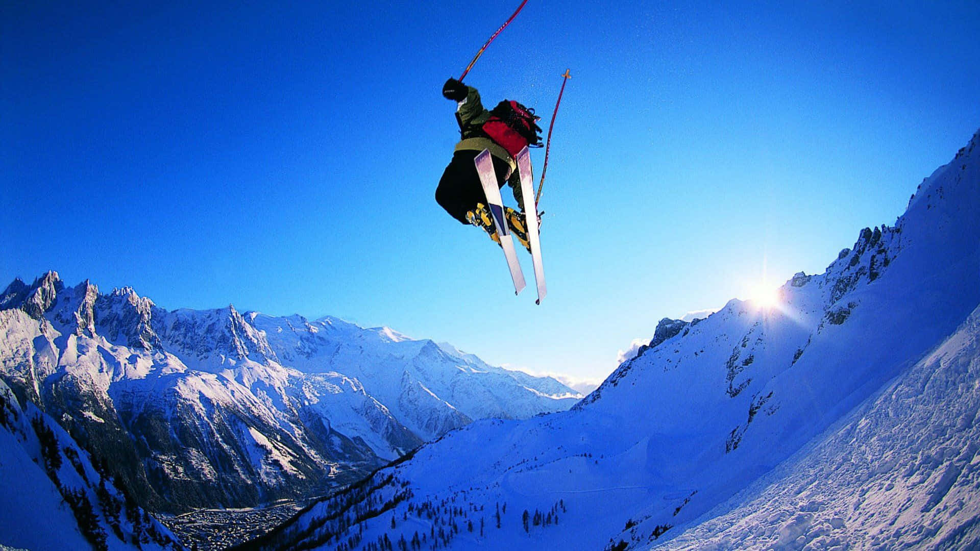 Winter Sports, skier, crisp blue air, Full HD Desktop Wallpaper