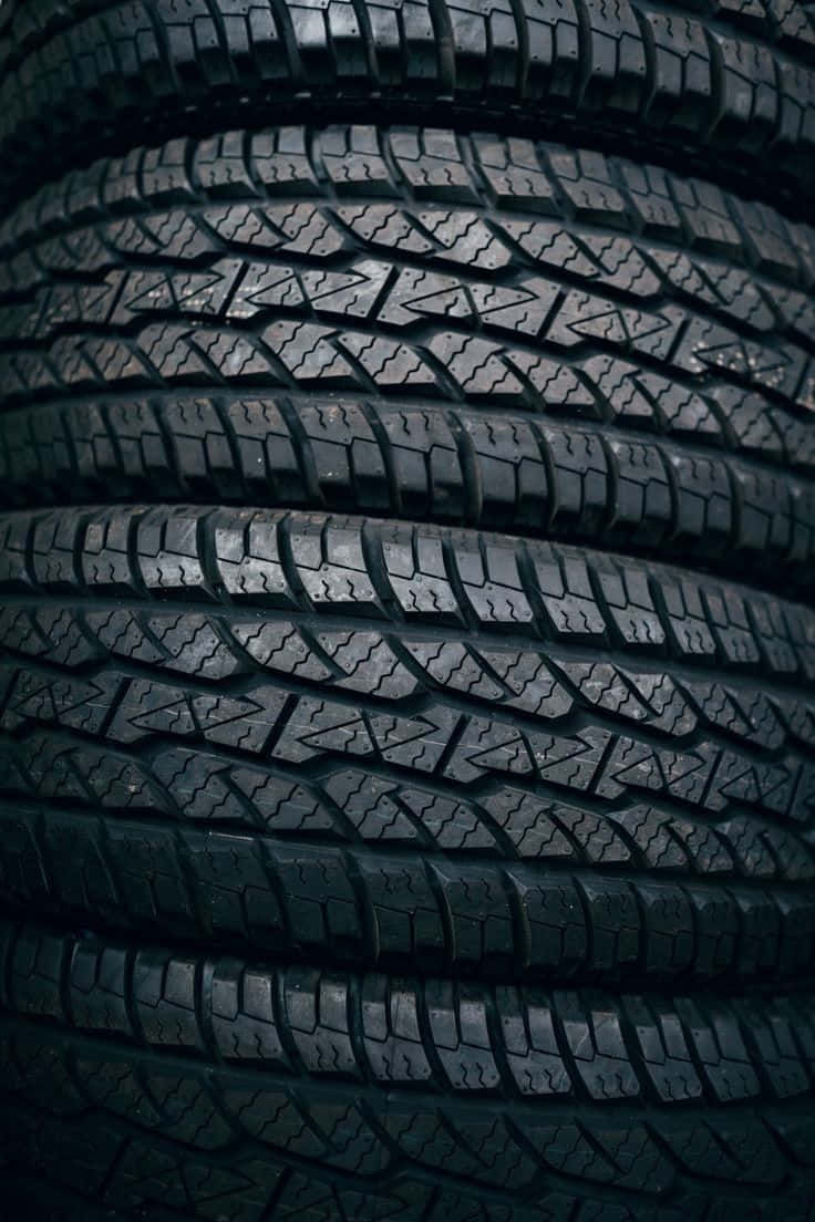 Winter Tires, black rubber tires, detailed tread patterns, SD Phone Wallpaper