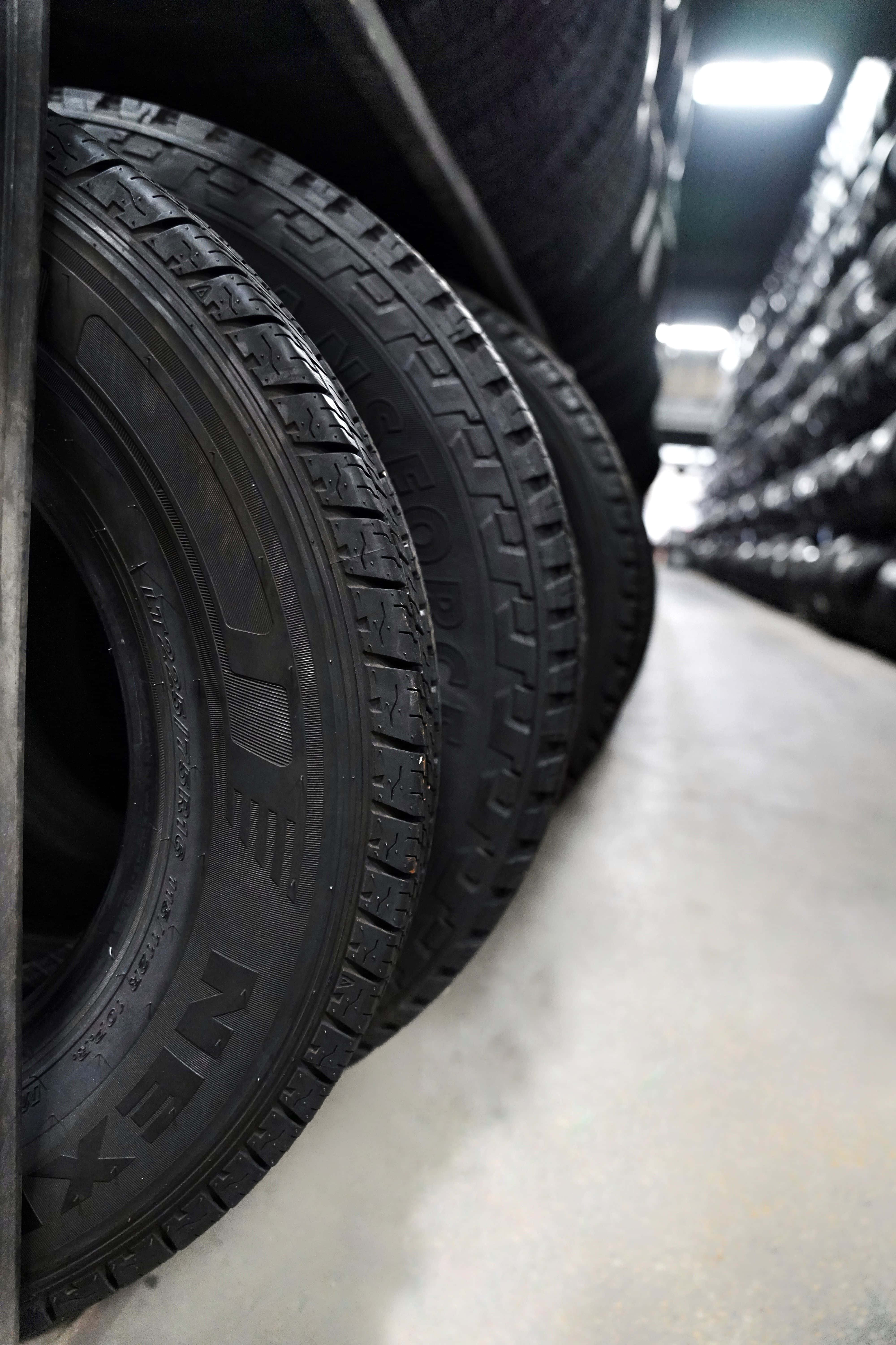 Winter Tires, black tires, warehouse aisle, 5K Phone Wallpaper