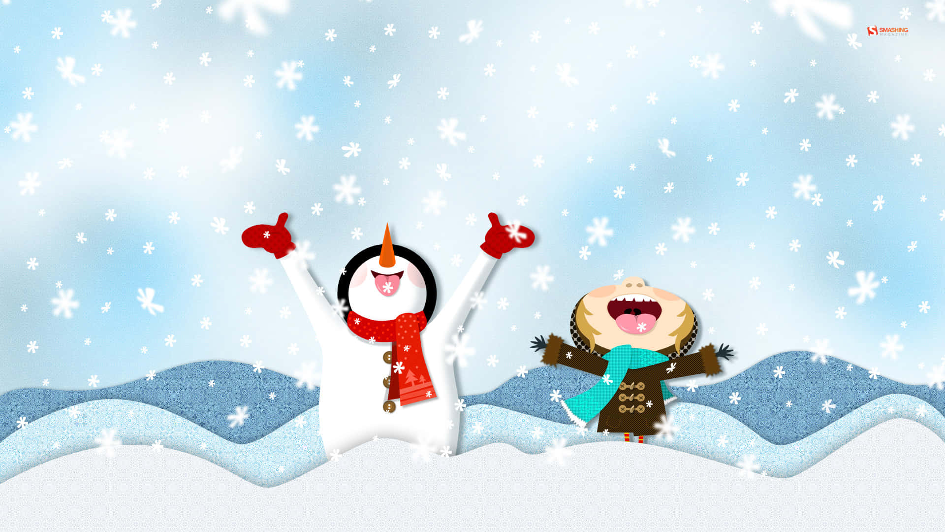 Winter Wonderland, snowman, child, Full HD Desktop Wallpaper