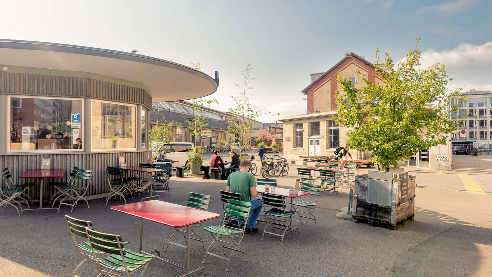 Winterthur, cafe, sunny day, HD Desktop Wallpaper