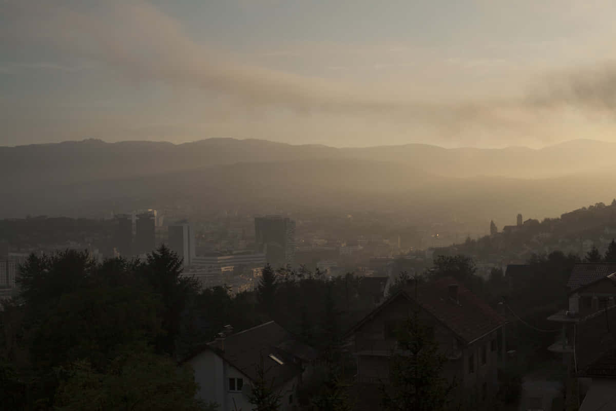 Winterthur, sunset, misty, SD Desktop Wallpaper