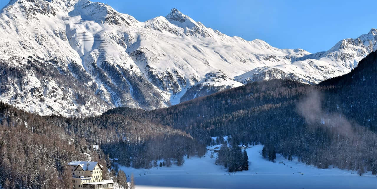 Winterthur, snowy mountain landscape, frozen lake, HD Desktop Wallpaper