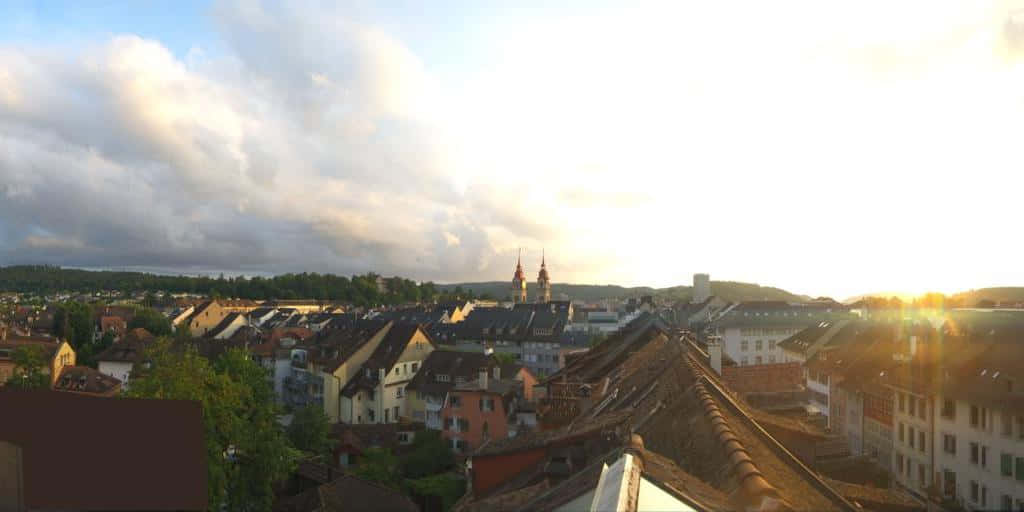 Winterthur, sunset, rooftops, SD Desktop Wallpaper