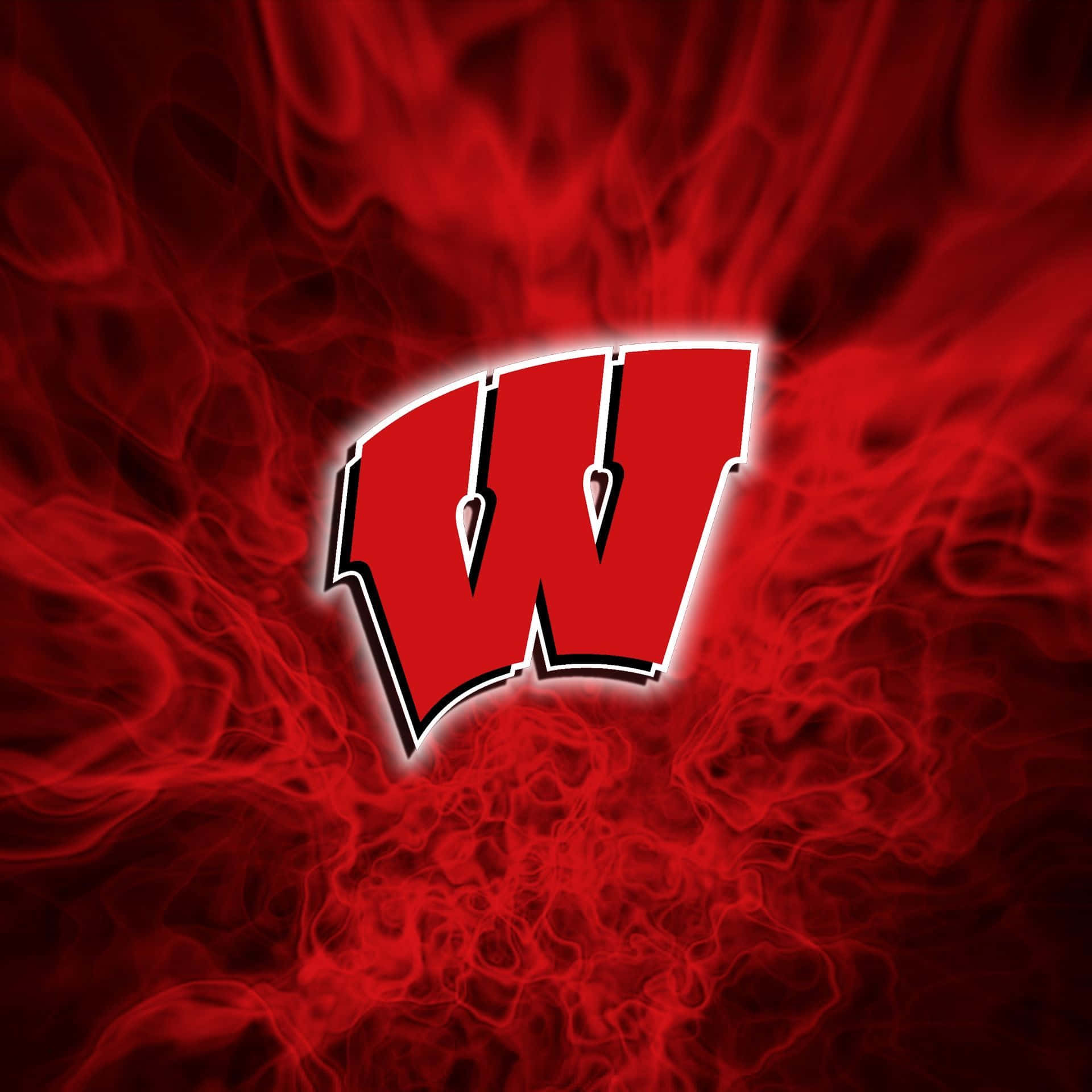 Wisconsin Badgers, red 'W' logo, white outline, Full HD Desktop Wallpaper