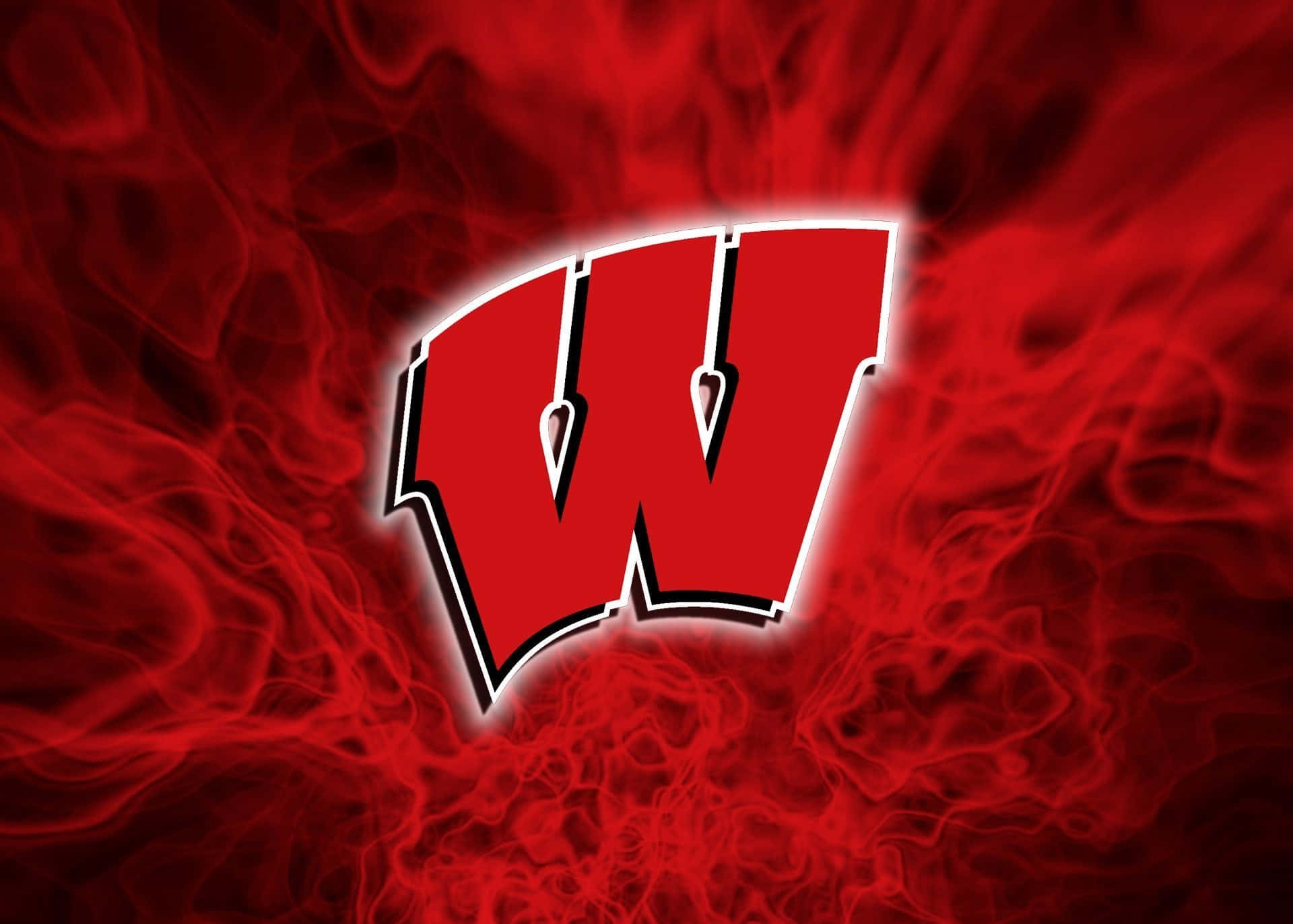 Wisconsin Badgers, red stylized W logo, white and black trim, Full HD Desktop Wallpaper