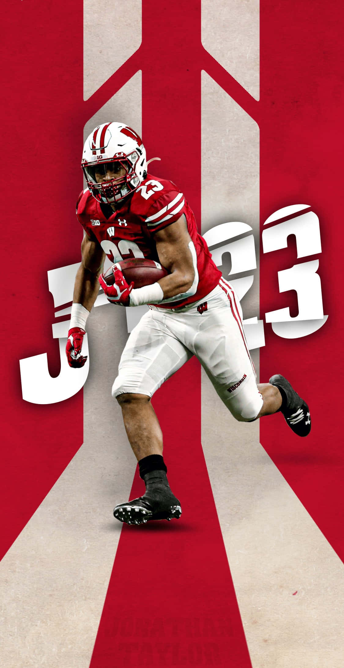 Wisconsin Badgers, red and white uniform, football player, Full HD Phone Wallpaper