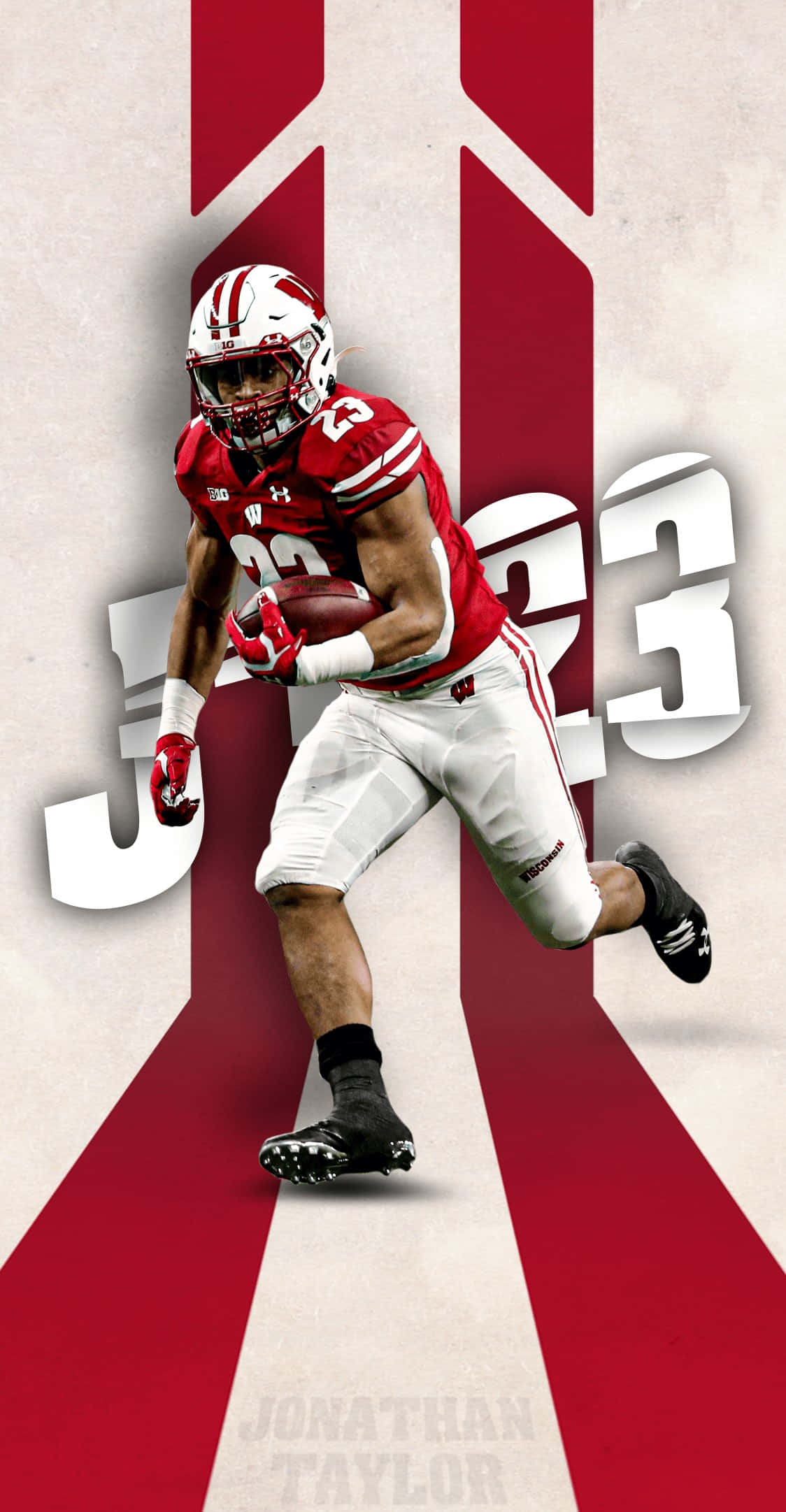 Wisconsin Badgers, red and white uniform, football player, Full HD Phone Wallpaper