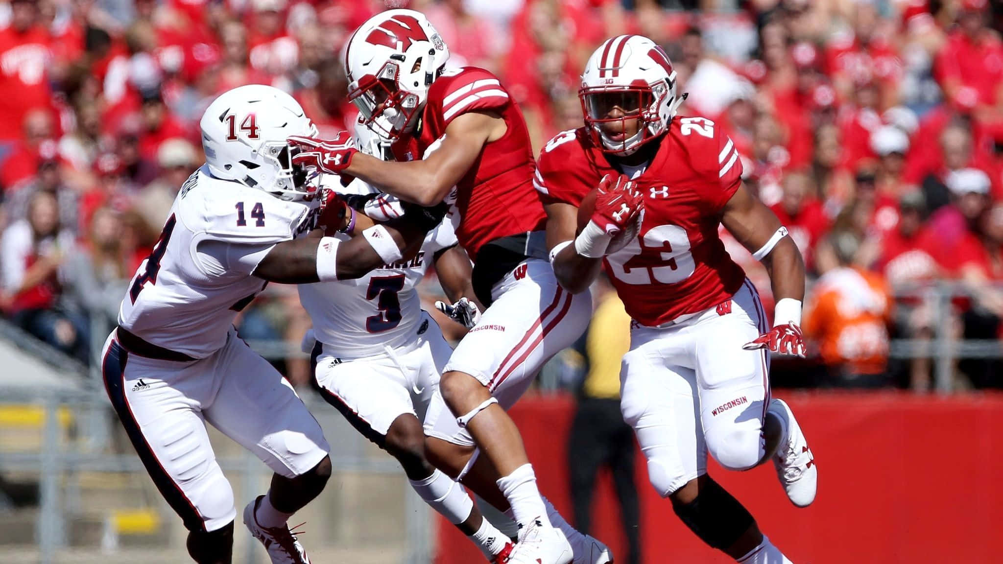 Wisconsin Badgers, red, white, Full HD Desktop Wallpaper