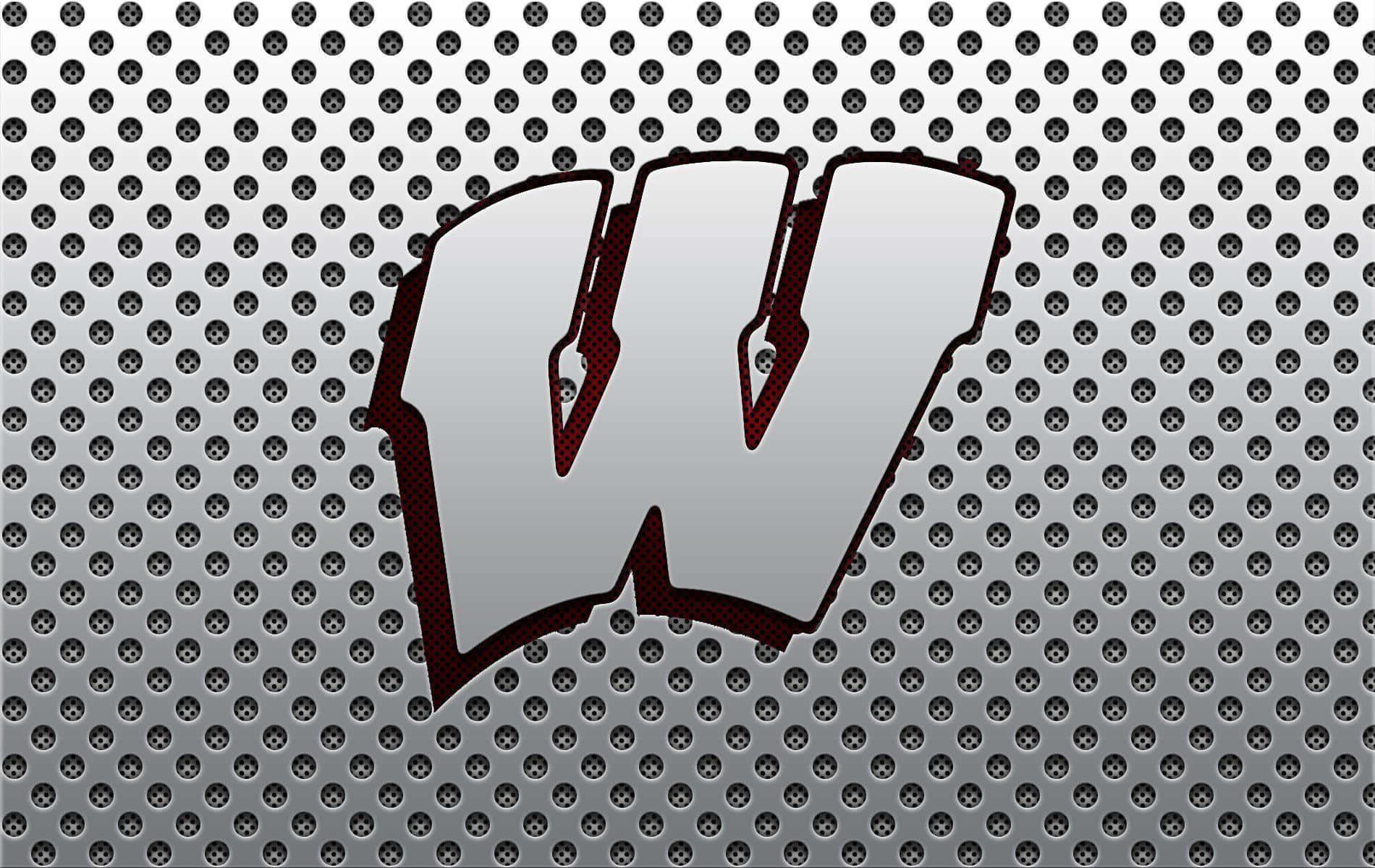 Wisconsin Badgers, metallic W logo, red inner edges, HD Desktop Wallpaper