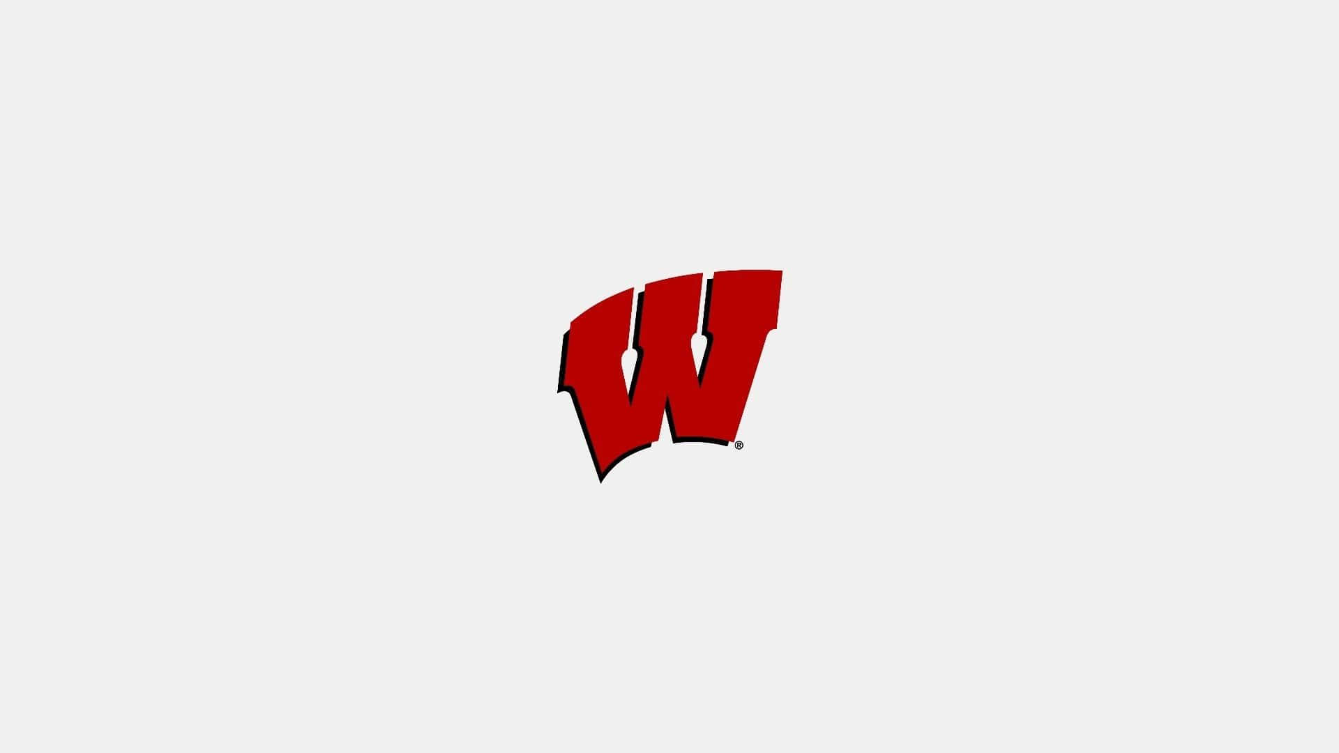 Wisconsin Badgers, red stylized W logo, black outline, Full HD Desktop Wallpaper