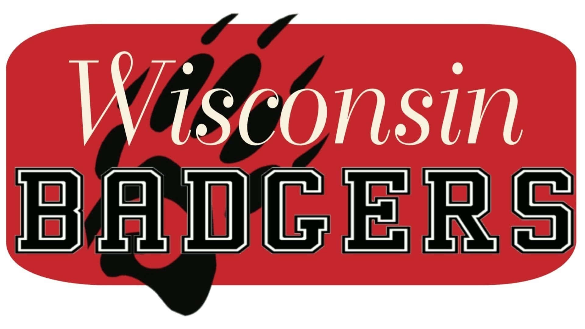 Wisconsin Badgers, red logo, black badger paw print, Full HD Desktop Wallpaper