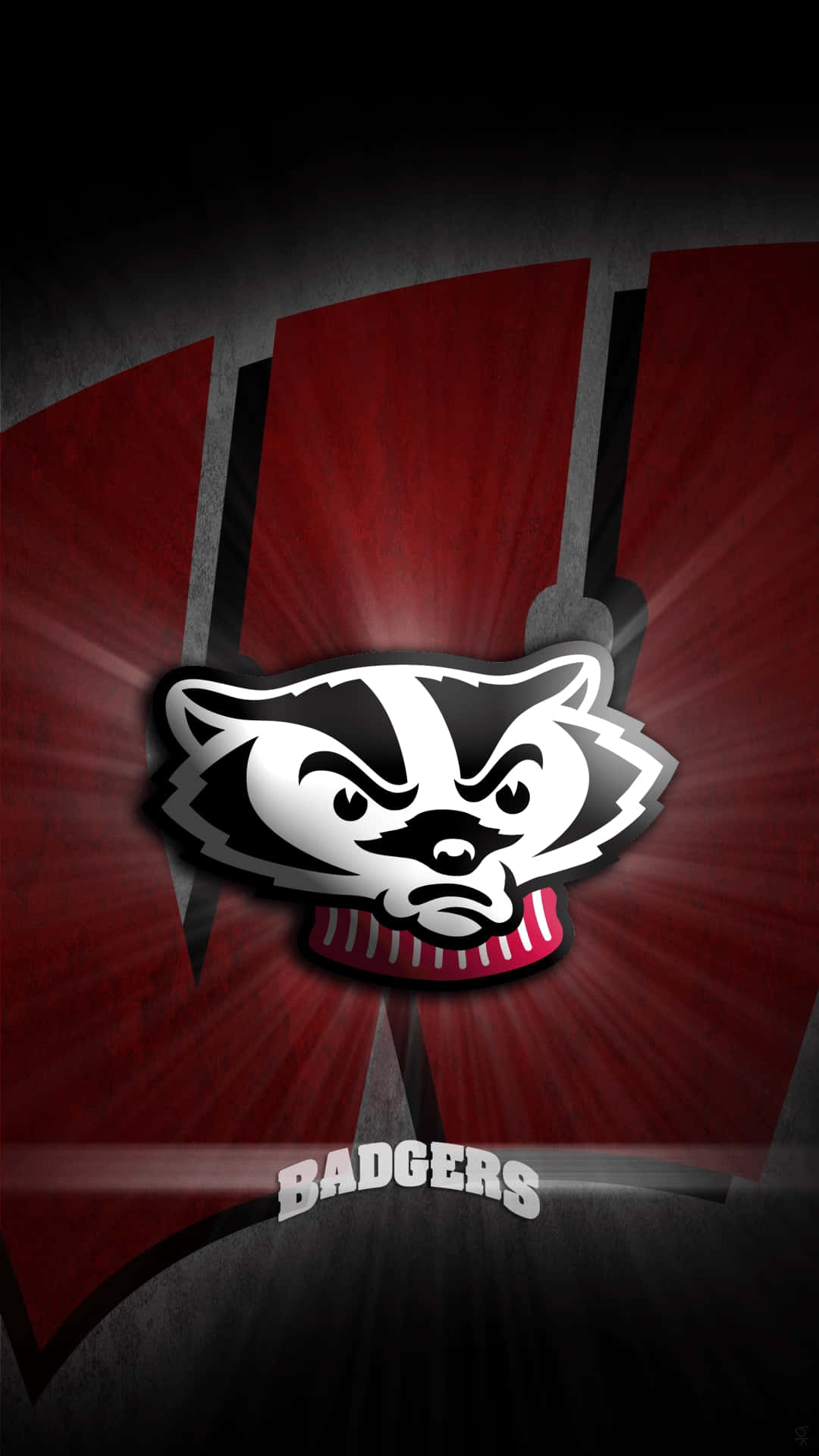 Wisconsin Badgers, white and black badger mascot, red scarf, Full HD Phone Wallpaper