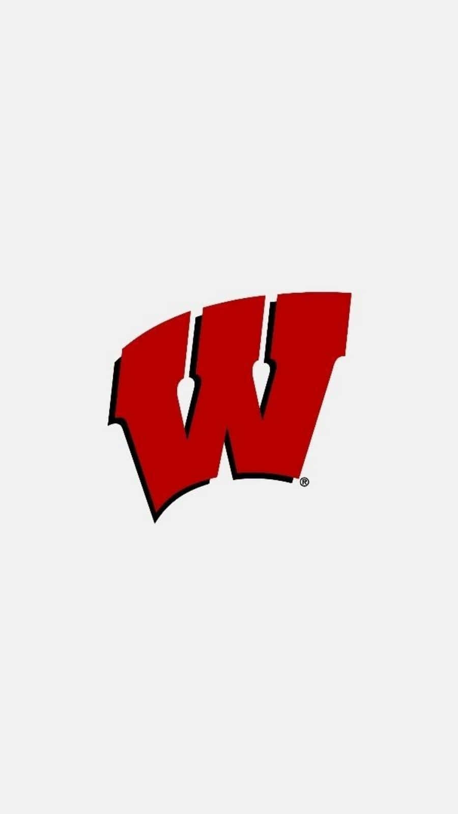 Wisconsin Badgers, red stylized W logo, black outline, HD Phone Wallpaper