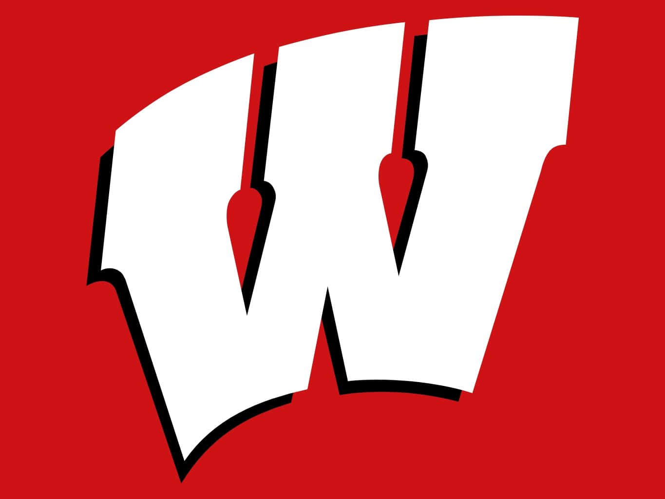 Wisconsin Badgers, white stylized W logo, black outline, HD Desktop Wallpaper