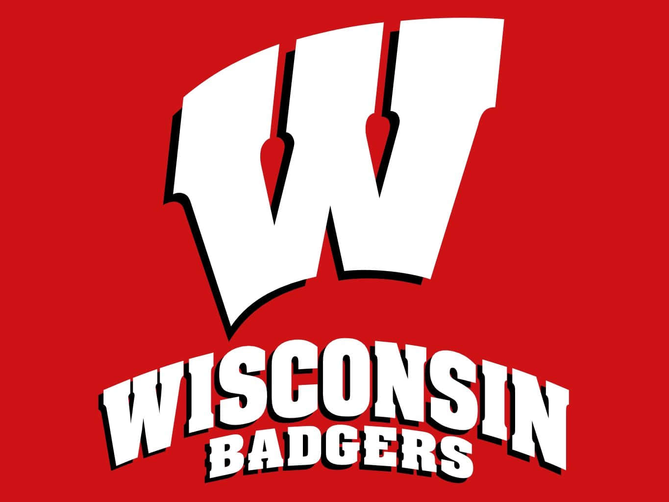 Wisconsin Badgers, W, vibrant red background, HD Desktop Wallpaper