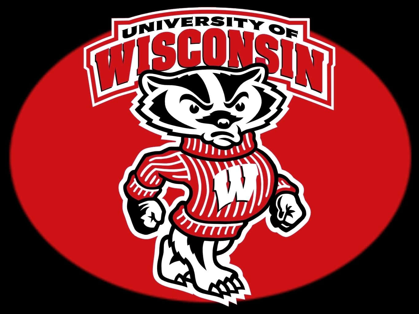 Wisconsin Badgers, red and white striped sweater, large W, HD Desktop Wallpaper