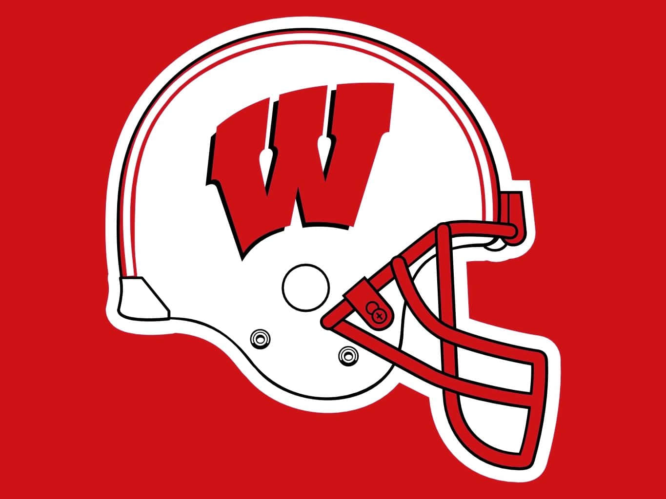 Wisconsin Badgers, white football helmet, red 'W' logo, HD Desktop Wallpaper