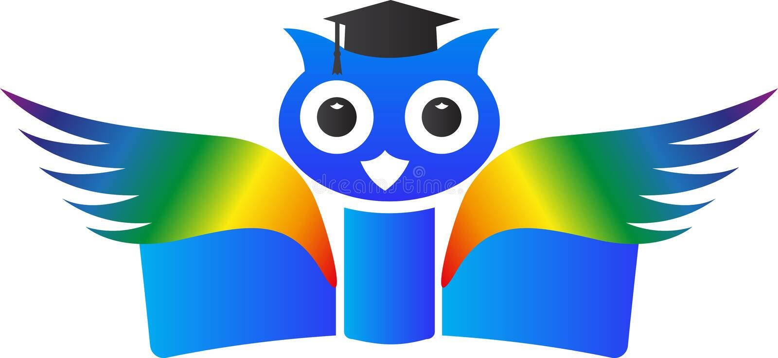 blue owl, graduation cap, rainbow wings, HD Desktop Wallpaper