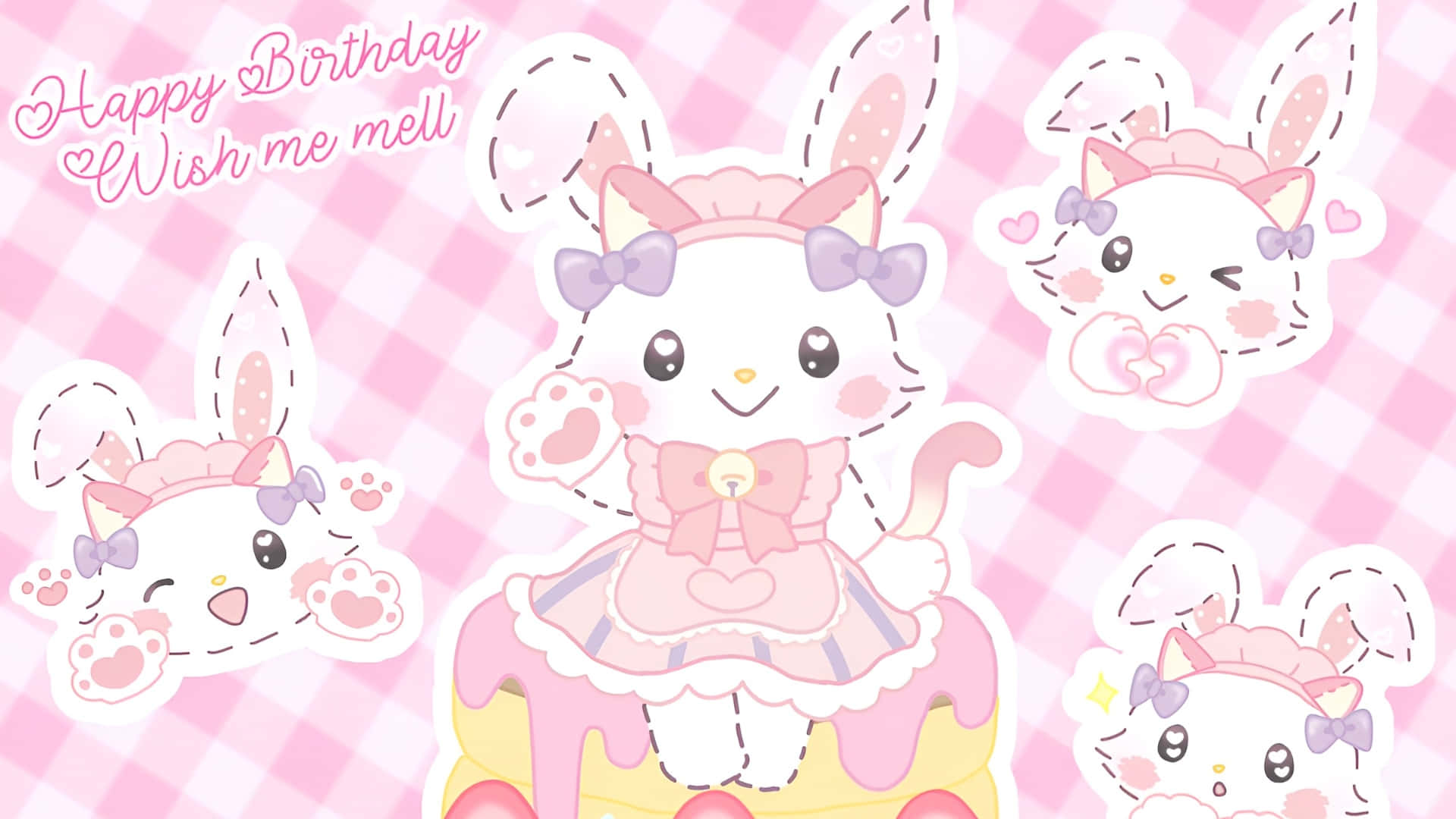 Wish me mell, pink bunny characters, cute dresses, Full HD Desktop Wallpaper