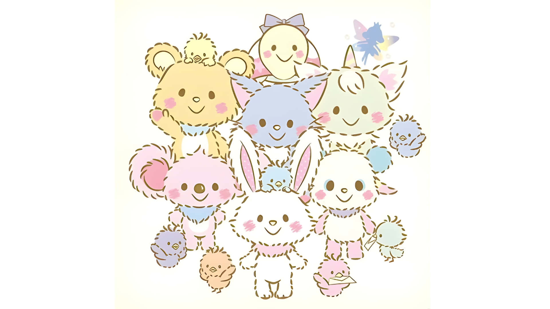 Wish me mell, pastel-colored, cartoon animals, Full HD Desktop Wallpaper