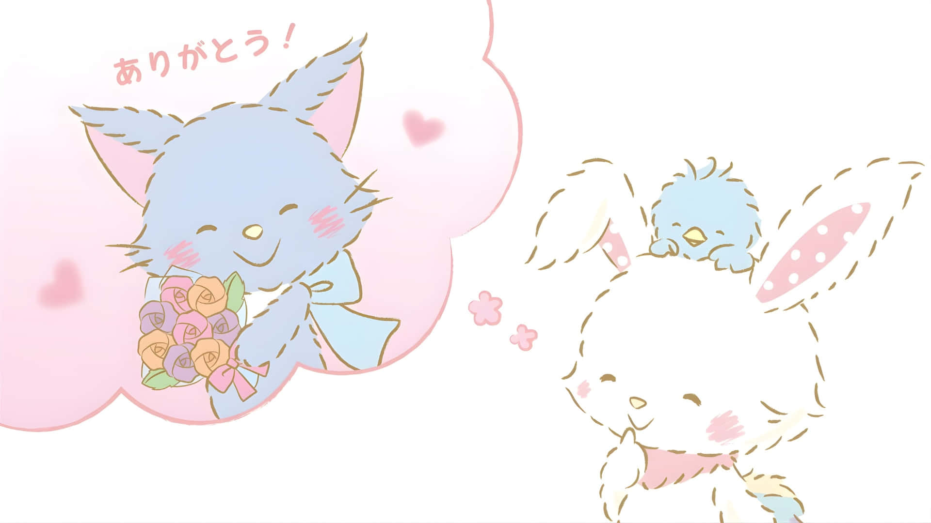 Wish Me Mell, blue cat, pink inner ears, Full HD Desktop Wallpaper