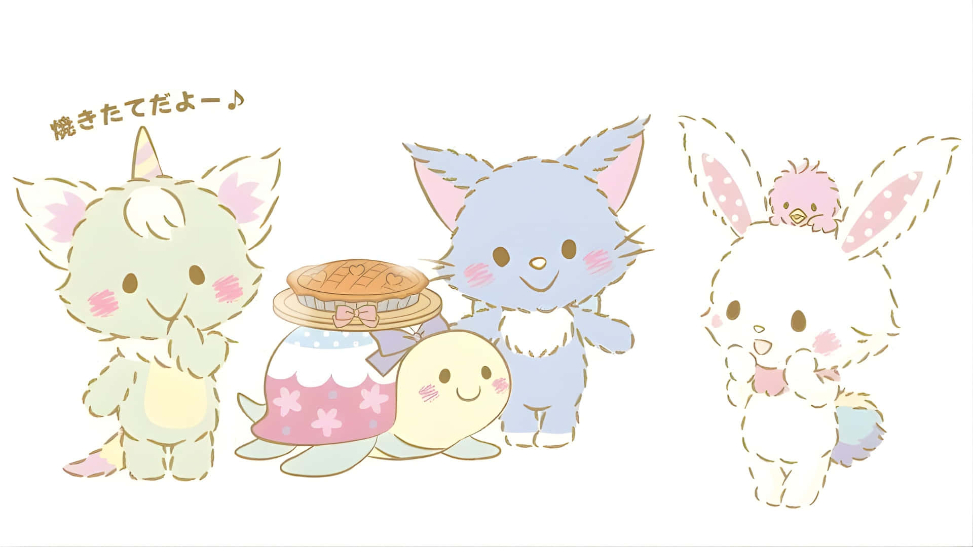Wish me mell, cute cartoon animals, pastel fur, Full HD Desktop Wallpaper